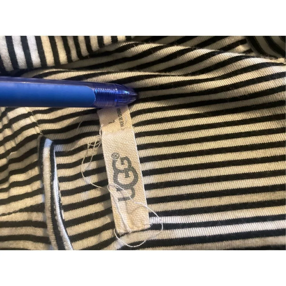 UGG Women’s Black / White Stripe Robe Kimono Size L - Image 9
