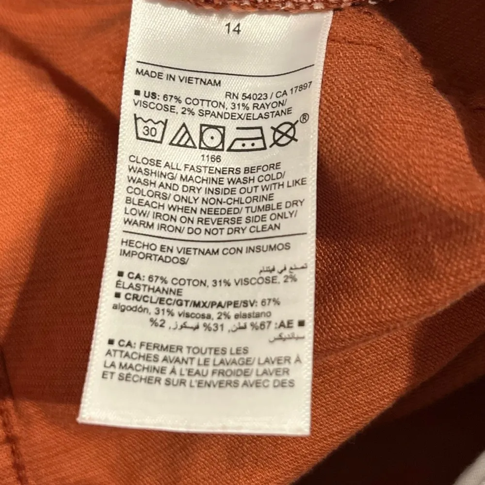 NWT Old Navy Extra High Rise Sky-Hi Wide Leg Rust Orange Corduroy Pants 14 - Image 7