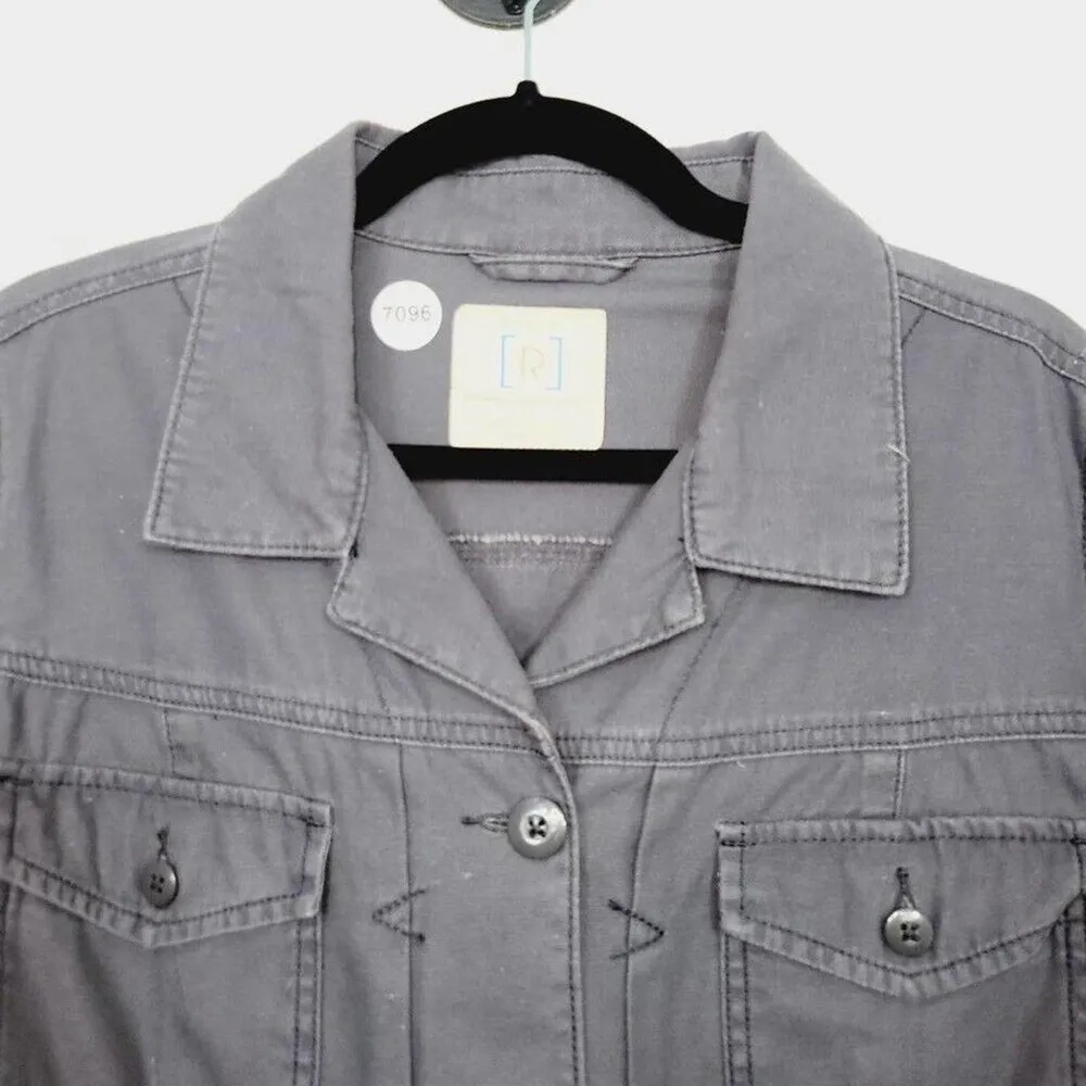 Relativity  Womens XL Grey 100% Cotton Button Up Utility Jacket Shacket - Image 6