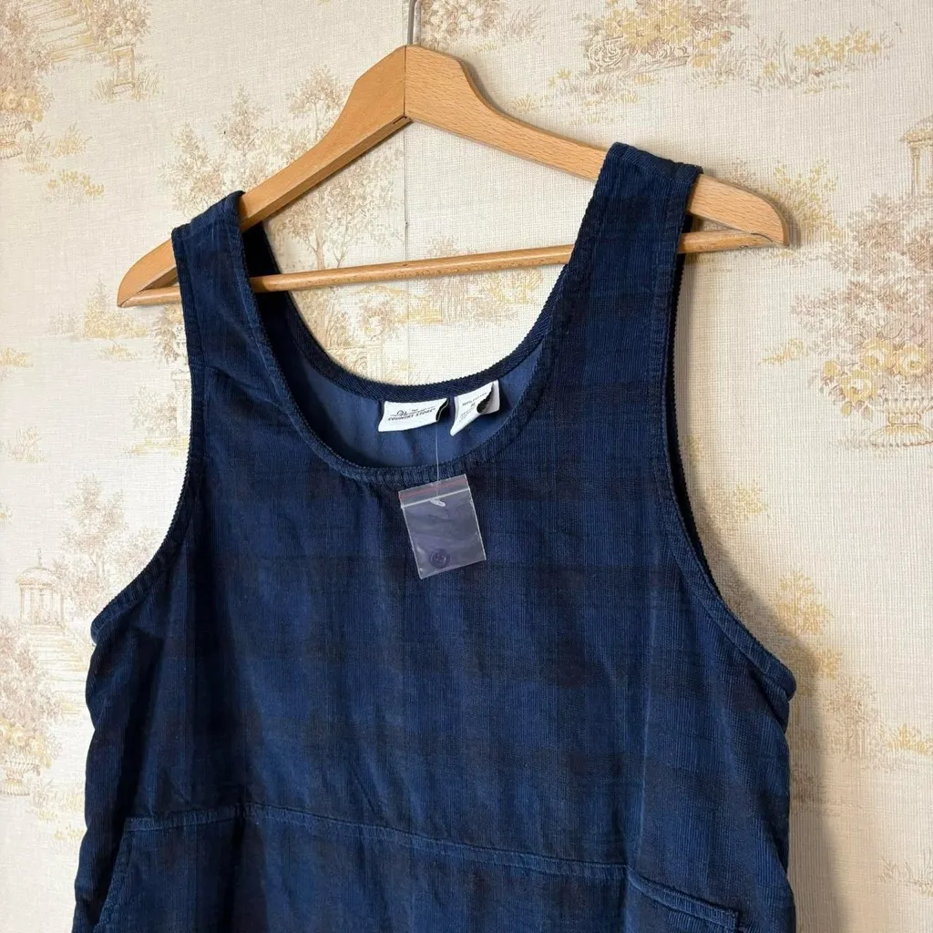 Vermont Country Store blue black plaid cottagecore corduroy jumper dress M NWT Size M - Image 3