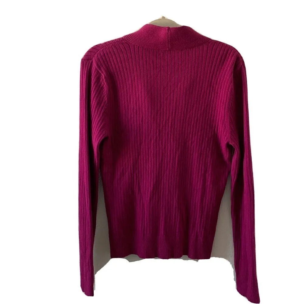 Lauren Ralph Lauren Womens Size Large Pink Ribbed Long Sleeve Blouse - Image 3