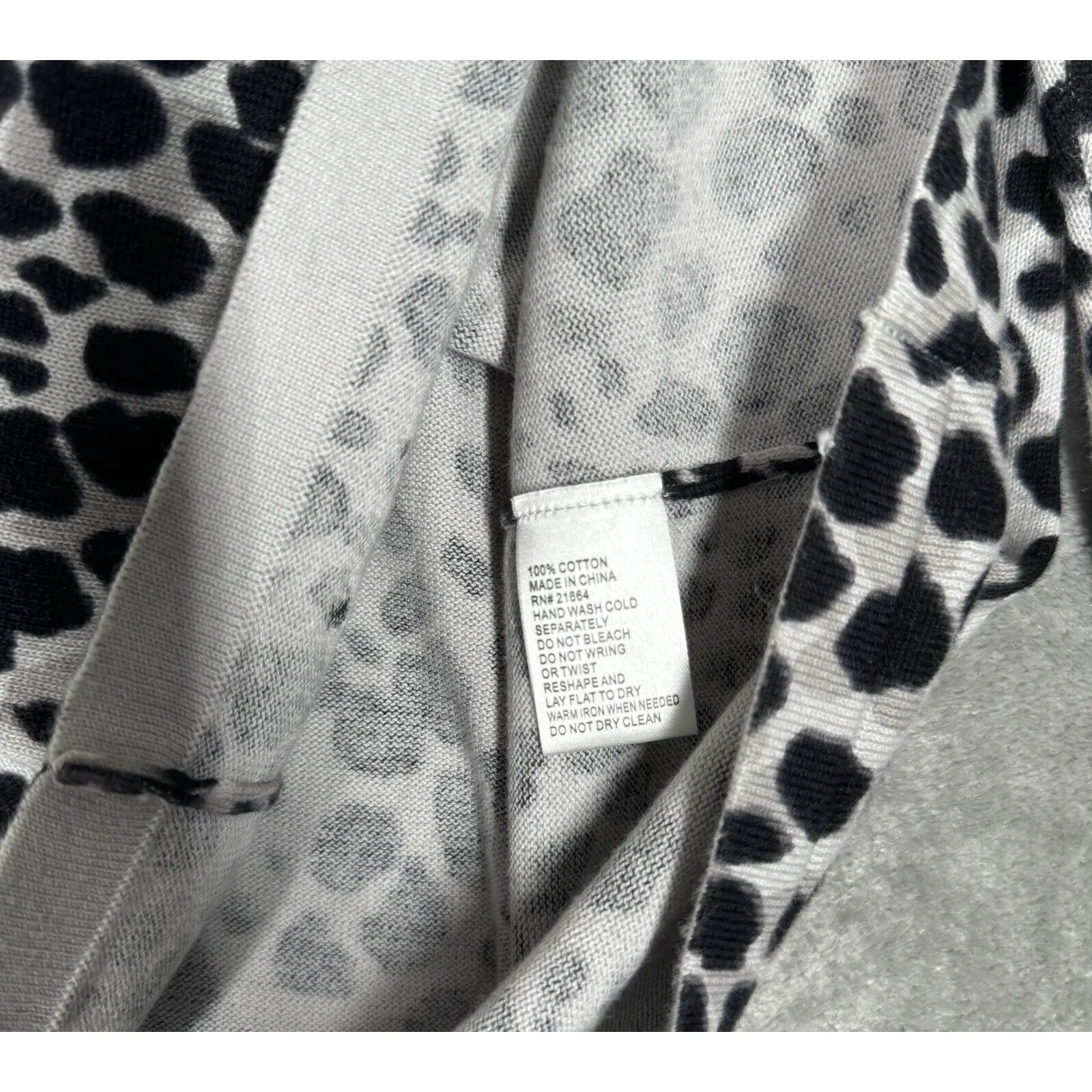 Foxcroft Sweater Womens Large White Black Leopard Cardigan Neutral Office Casual - Image 8