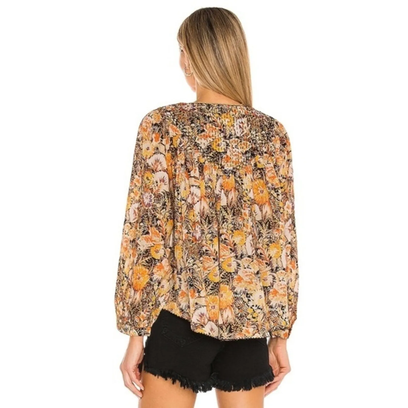 Free People Boho Floral Cool Meadow Printed Top in Midnight Combo Medium NEW - Image 2