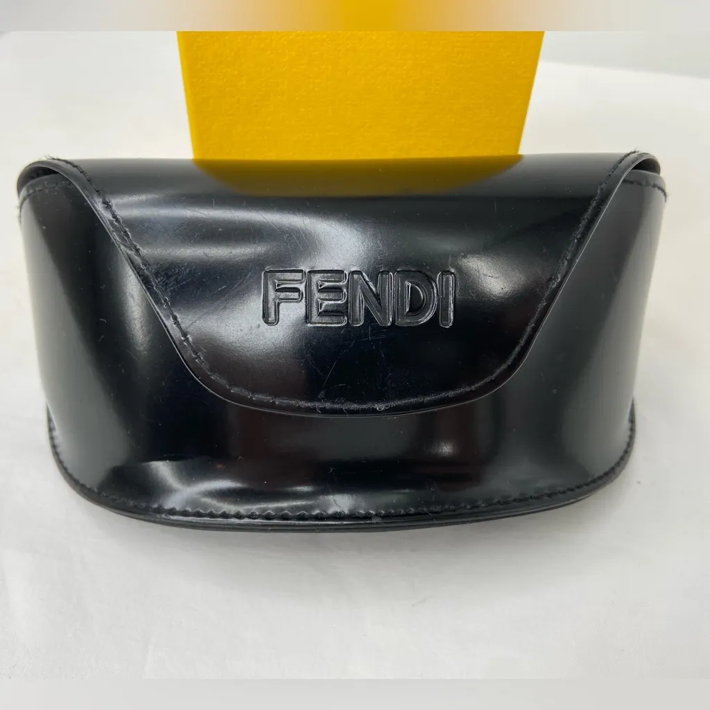 Vintage Fendi Oversized Black Sunglasses with Fendi Case and Fendi Yellow Box - Image 6