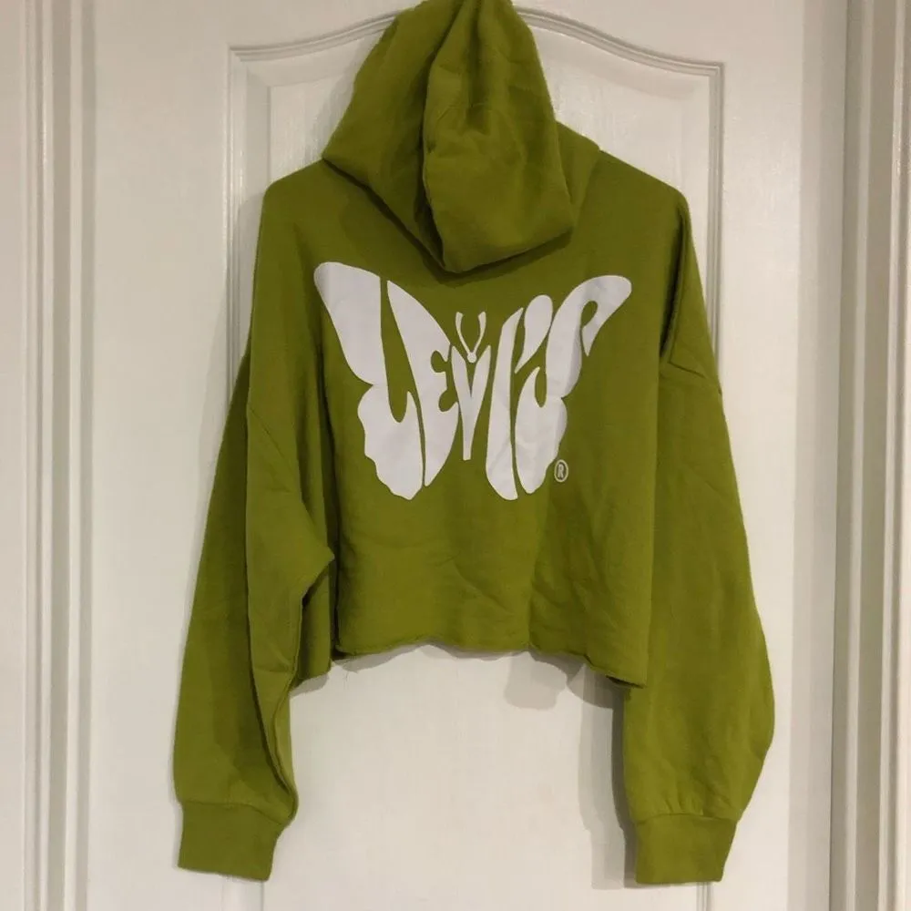 Brand New Levi’s Spilt Pea Prism Crop Pullover Hoodie For Women Size Medium Green - Image 5