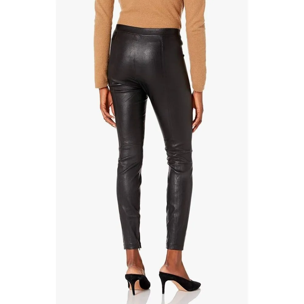 Vince Pull On Leather Ankle Leggings‎ Black Size Small - Image 2