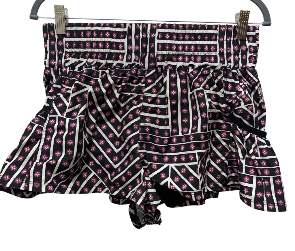 FP movement black floral stripe flare ultra short lined running active shorts Size M - Image 1