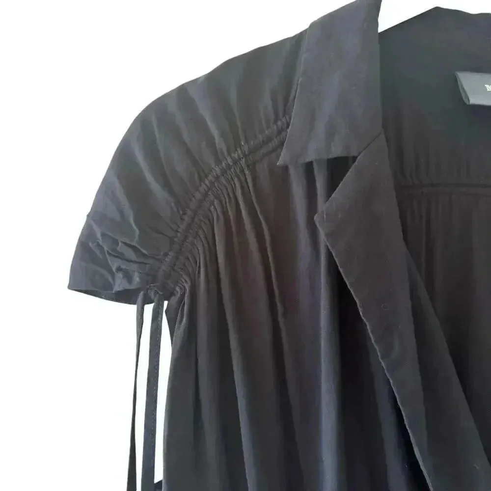 Anthropologie Maeve Carlotta Ruched Shirt Minimalist Dress Black SZ XS #2257 - Image 4