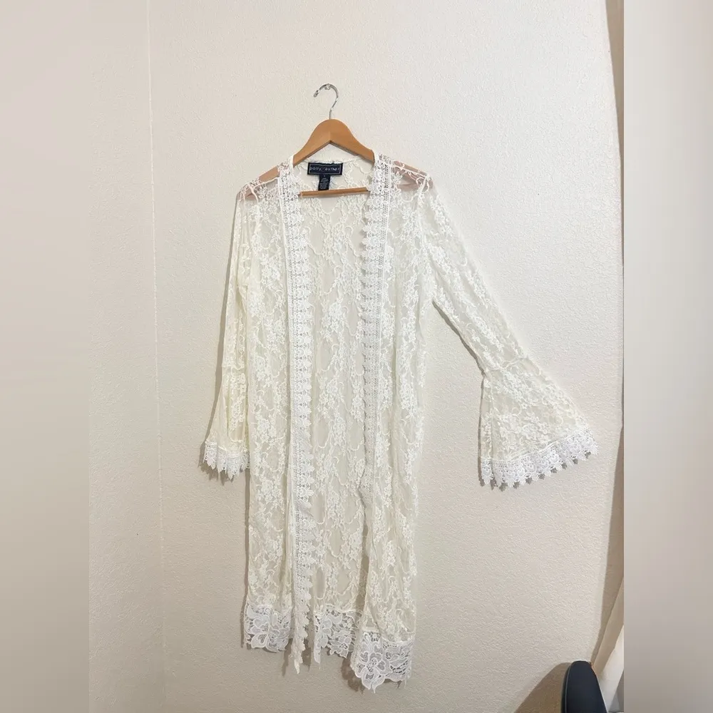 POLLI Y ESTHER  Cream Lace Kimono Cardigan - Image 5
