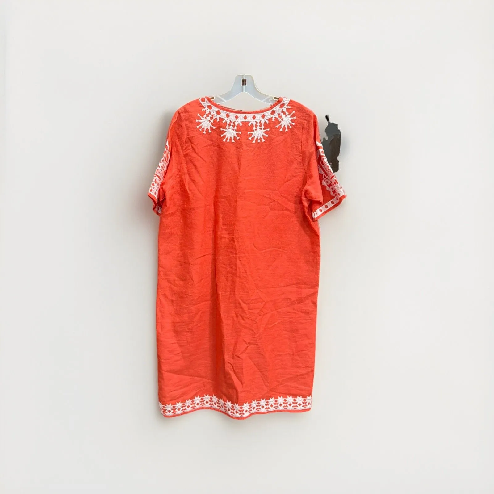 Roberta Roller Rabbit Sweating Orange White Embroidered Linen Tunic Dress Size L - Image 4