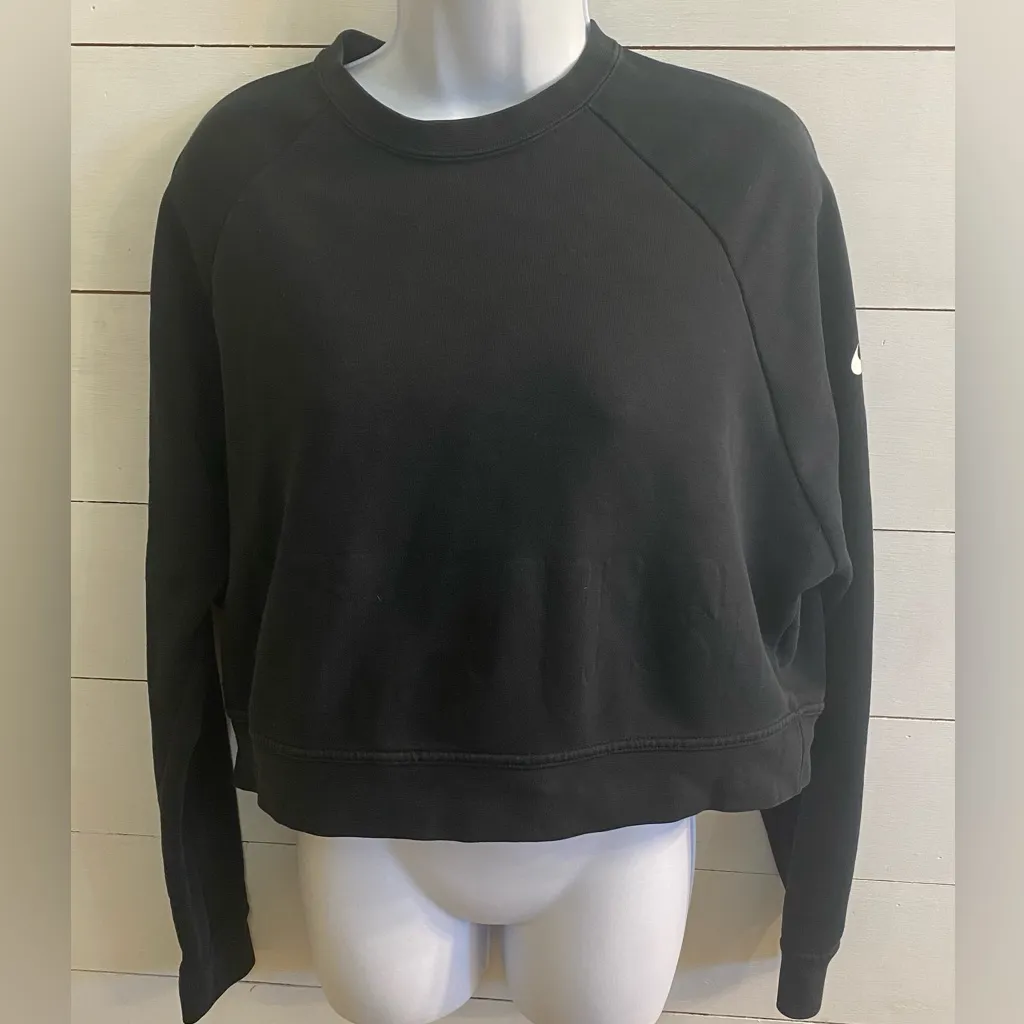 Nike Women’s Sz M Black Crop Long‎ Sleeve Just Do It Training Sweatshirt - Image 7