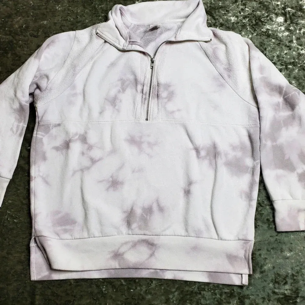 PINK By Victoria's Secret Grey Tie Dye Half Zip Sweater - Image 3