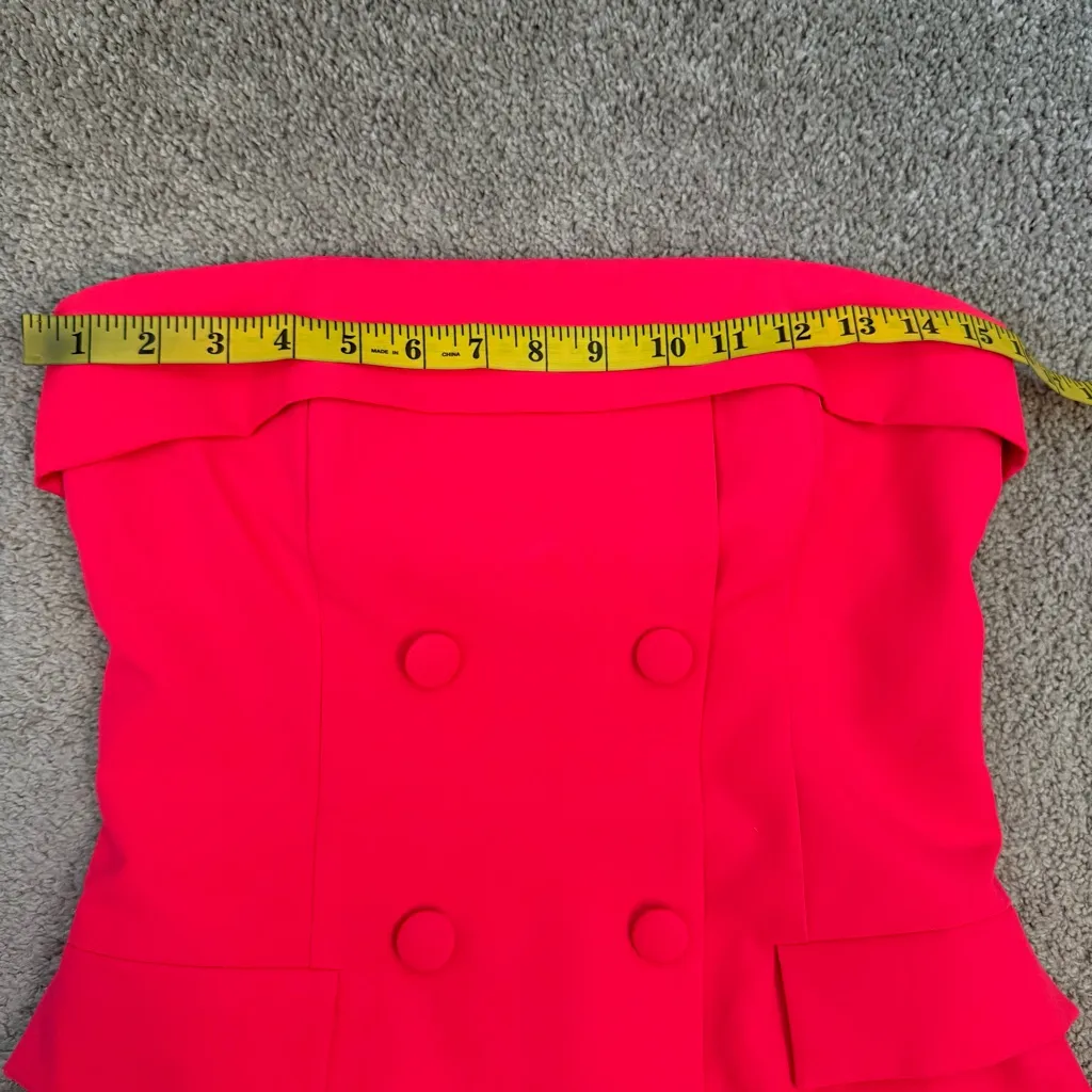 Badgley Mischka Merry Strapless Tux Tulip Hem Cocktail Dress Coral 4 - Image 7