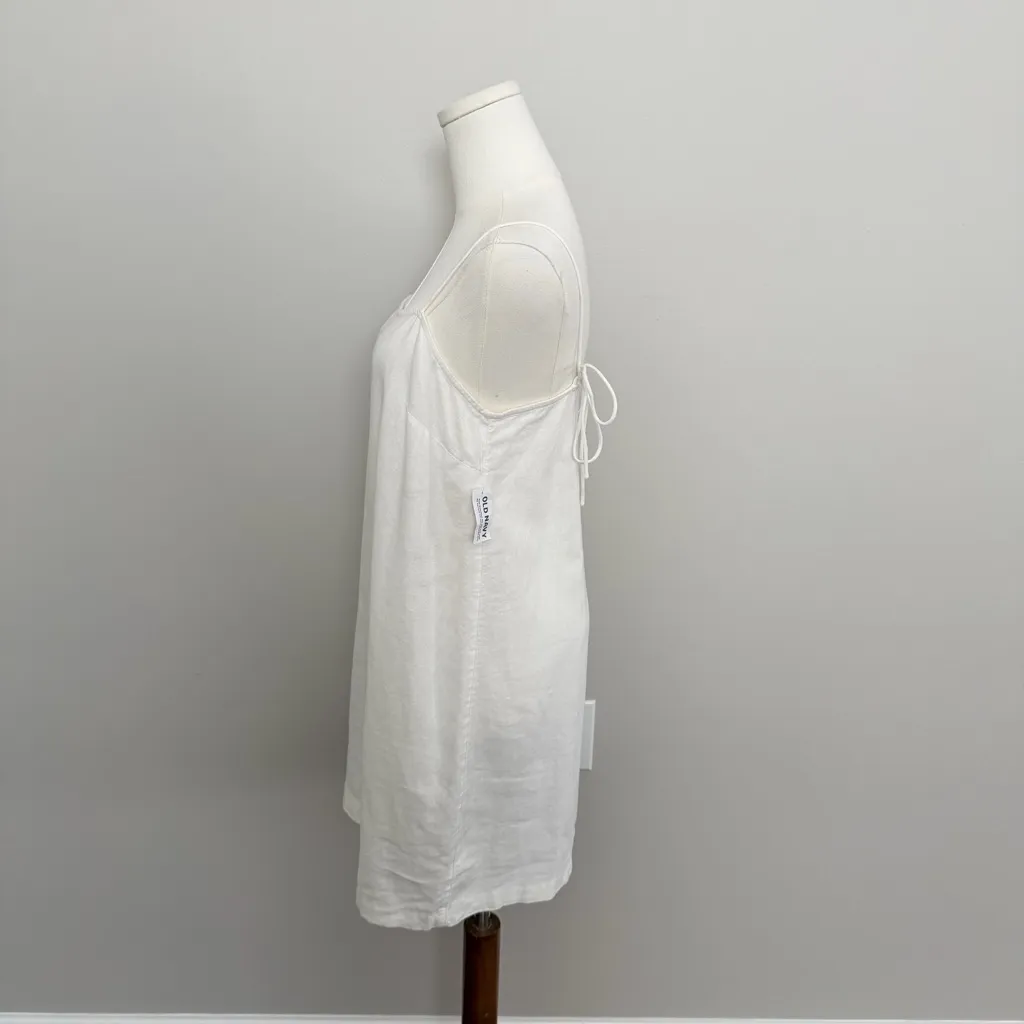 Old Navy Dress Calla Lily Mini Linen Blend Strappy Square Neck Off White Ivory - Image 5
