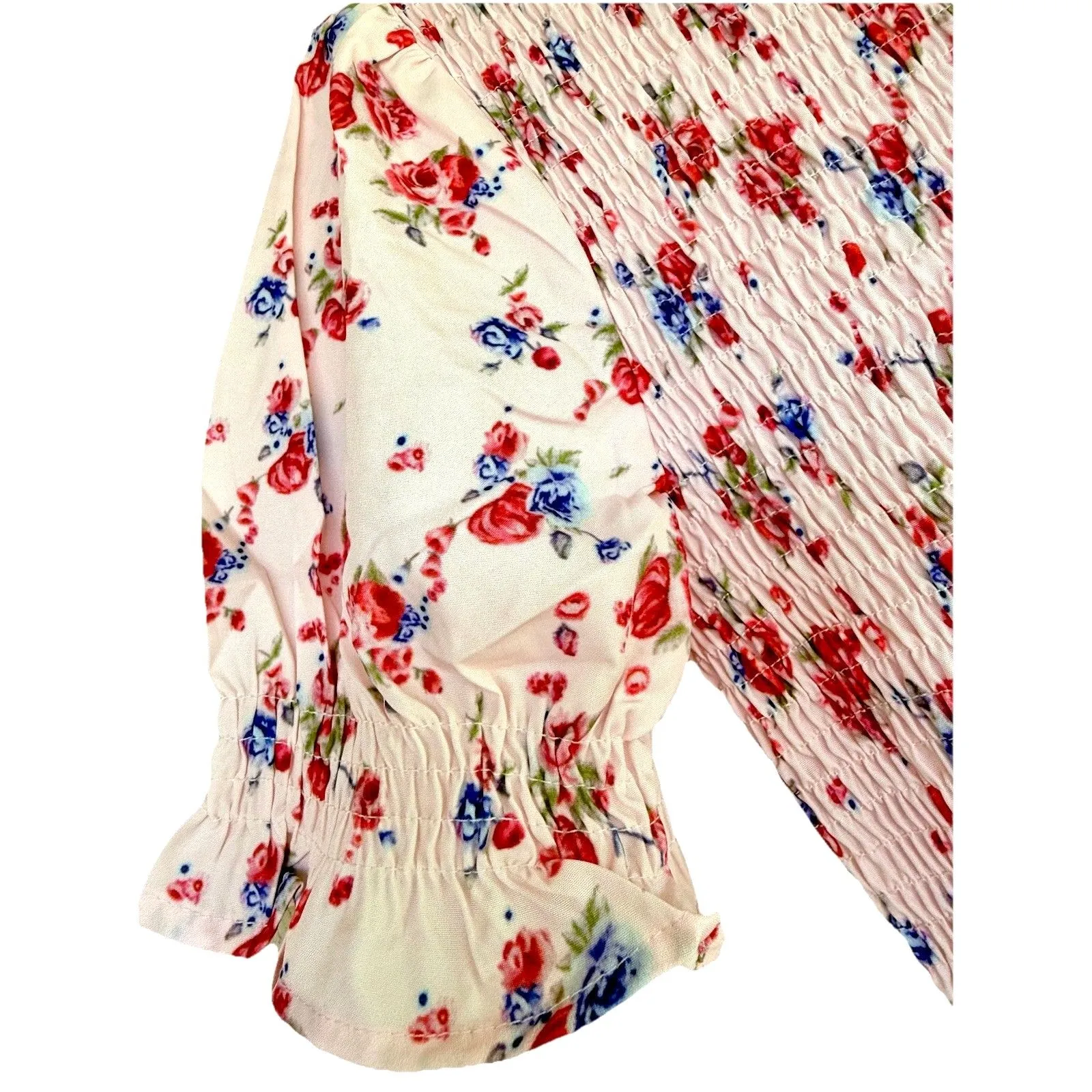 NWT Pink Smocked Flutter Sleeve Midi Dress Cottage Fit Flare Ruffle Coquette - Image 5