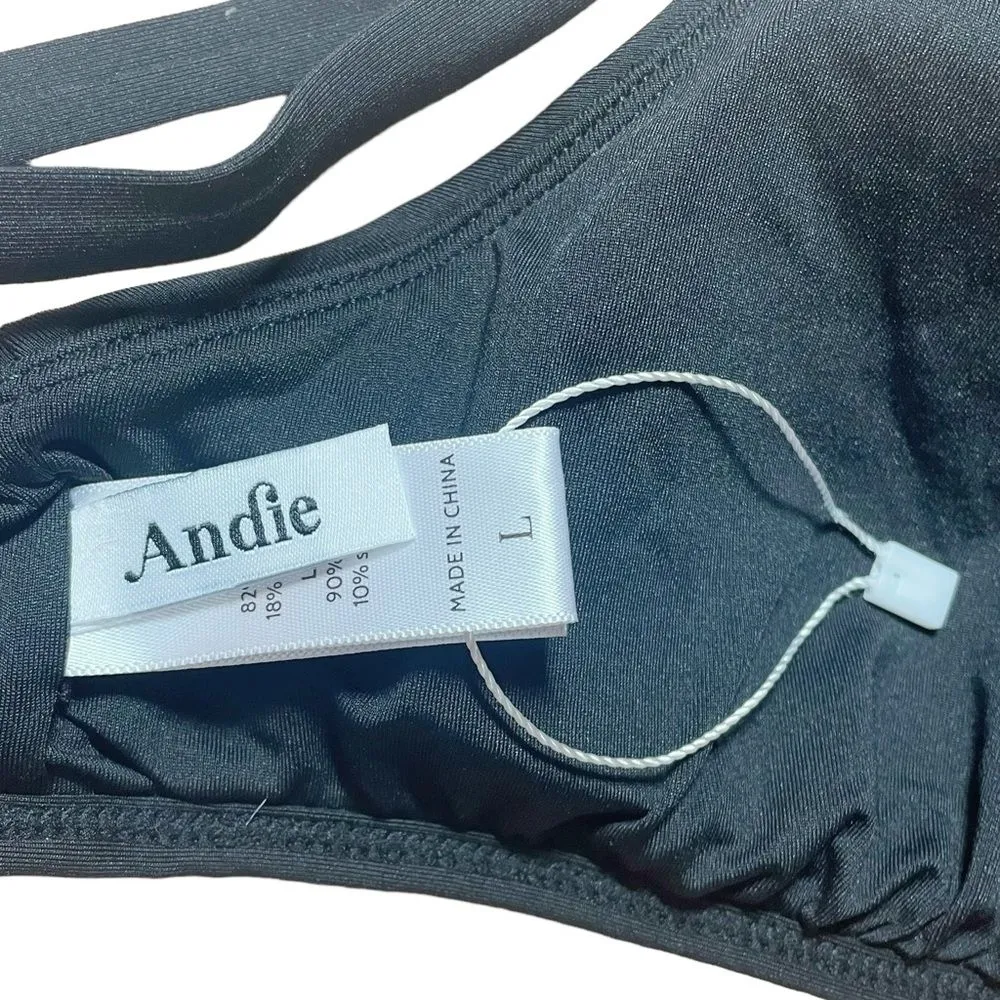 Andie Swimwear The Valencia Top Smooth Black Bikini Separates Size Large NWOT - Image 10