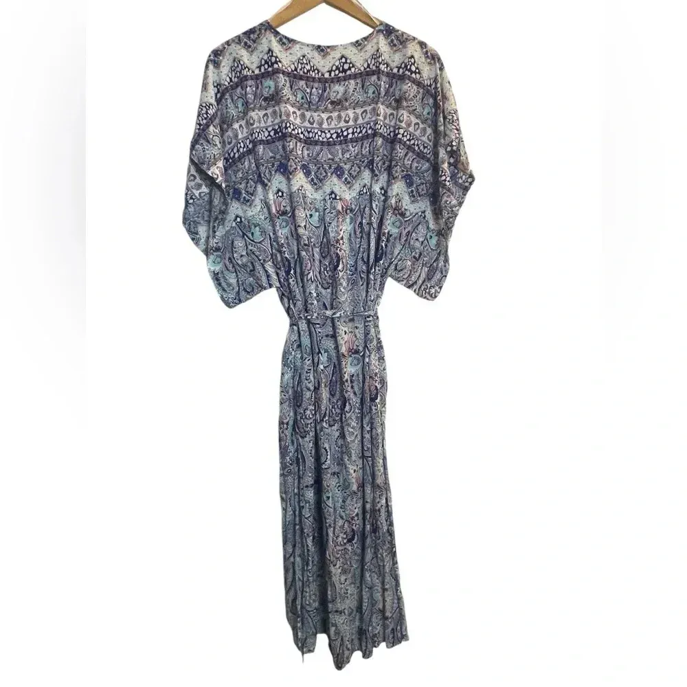 Victoria’s Secret Lightweight Navy Blue‎ Paisley Robe With Tie & Tassels Small - Image 4