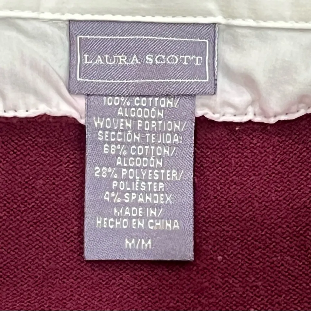 Laura Scott Burgundy and Gray Argyle 2Fer Cardigan Size Medium - Image 10