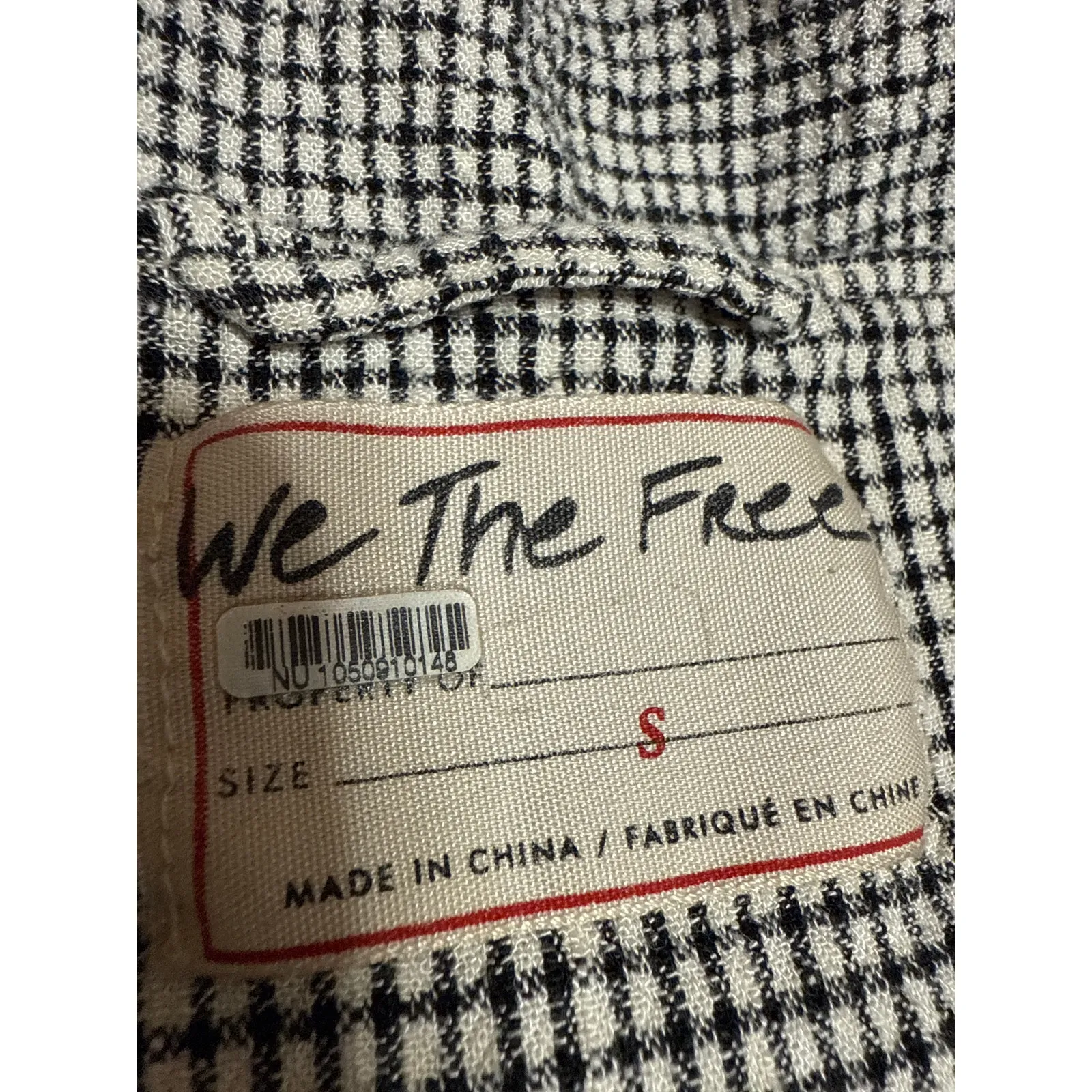 Free People Heritage Black White Linen Checkered Button Crop Tank Vest Top Sz S - Image 3