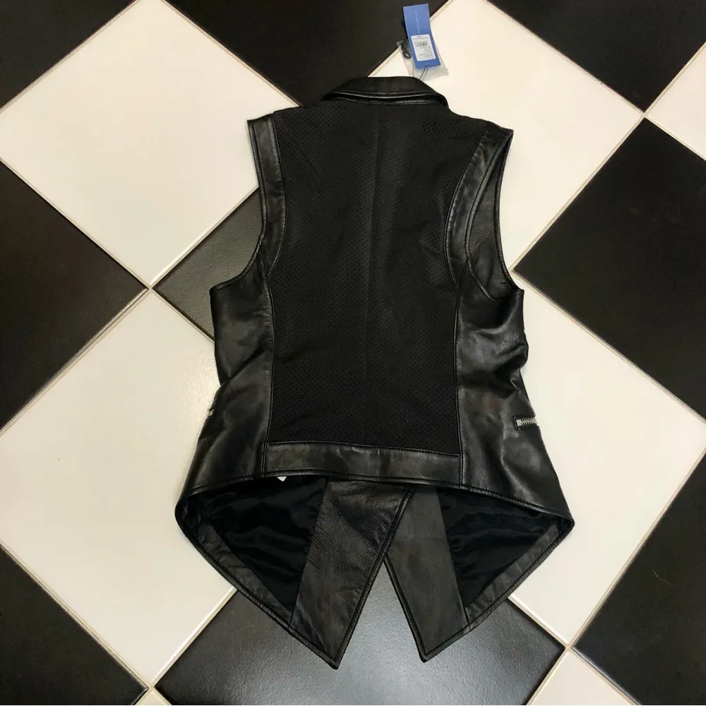 NWT  Tiffany Vest Genuine Leather Utility Moto Biker Grunge sz 0 - Image 4