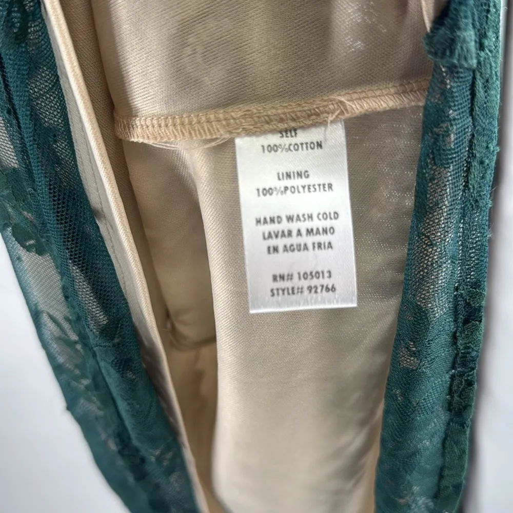 ANDREE BY UNIT Green Lace sheer Long Sleeve Dress M keyhole illusion holiday - Image 10