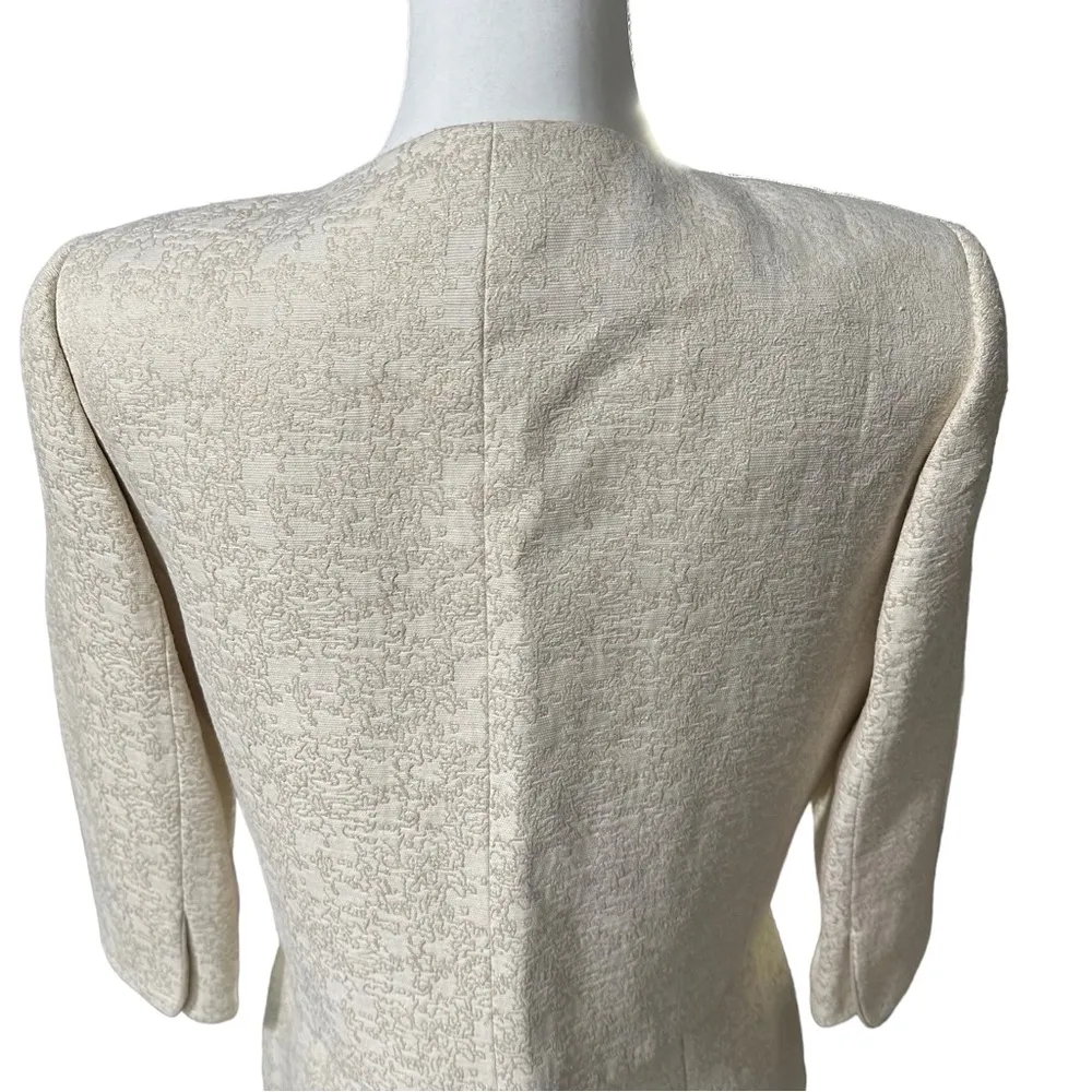 Tahari 2 Piece Dress Bolero Jacket Suit Cream Gold Elegant Embellished Size 4-6 - Image 4