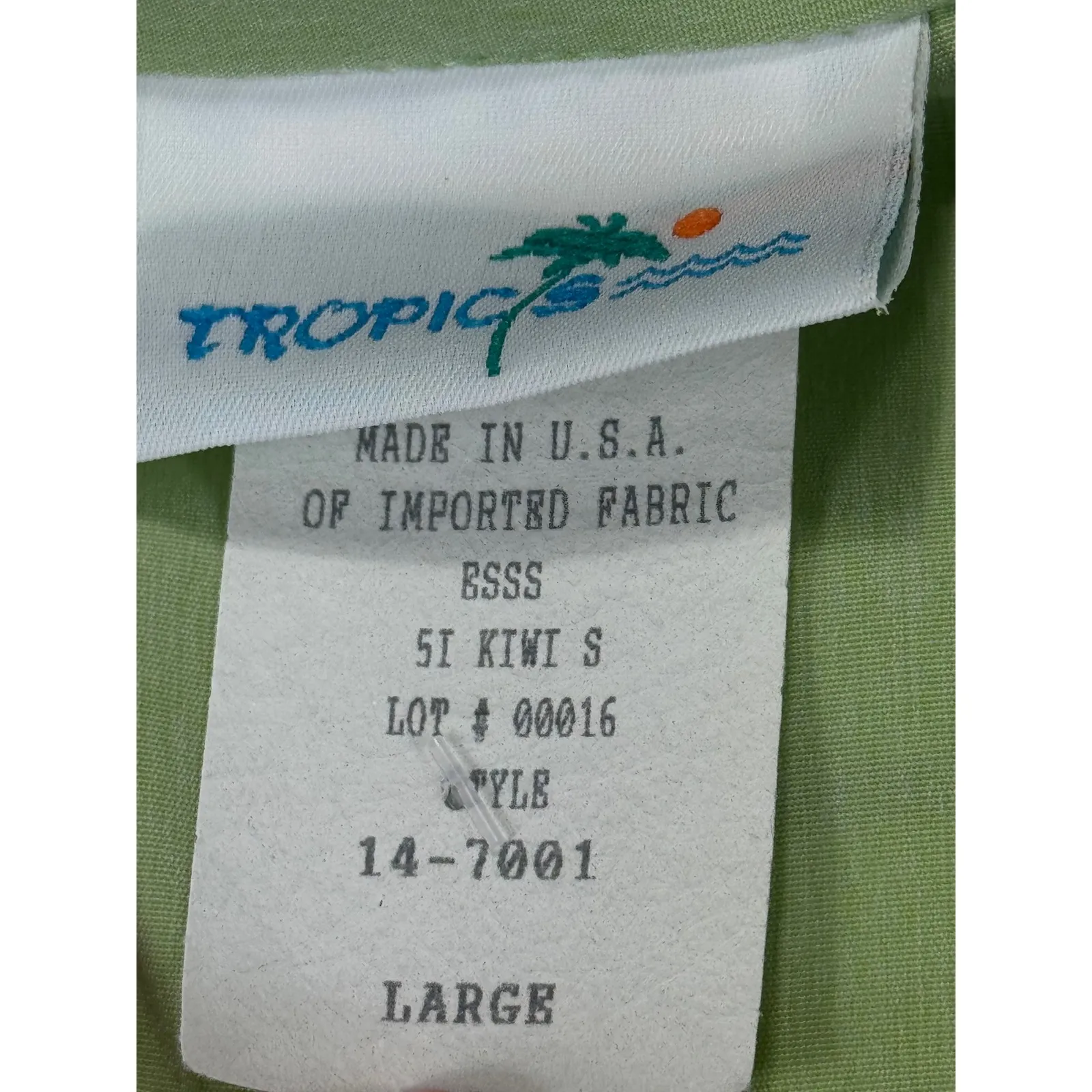 Tropics Kiwi Green Skirt Set Tank‎ Top and Button Front Shirt Dress Large - Image 6