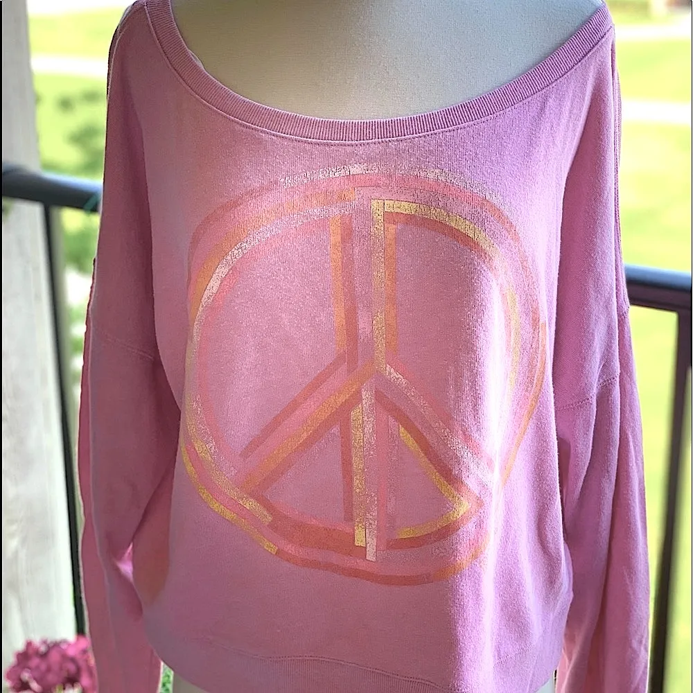 Victoria’s Secret PINK VINTAGE Pink Peace Sign Sweatshirt - Image 2