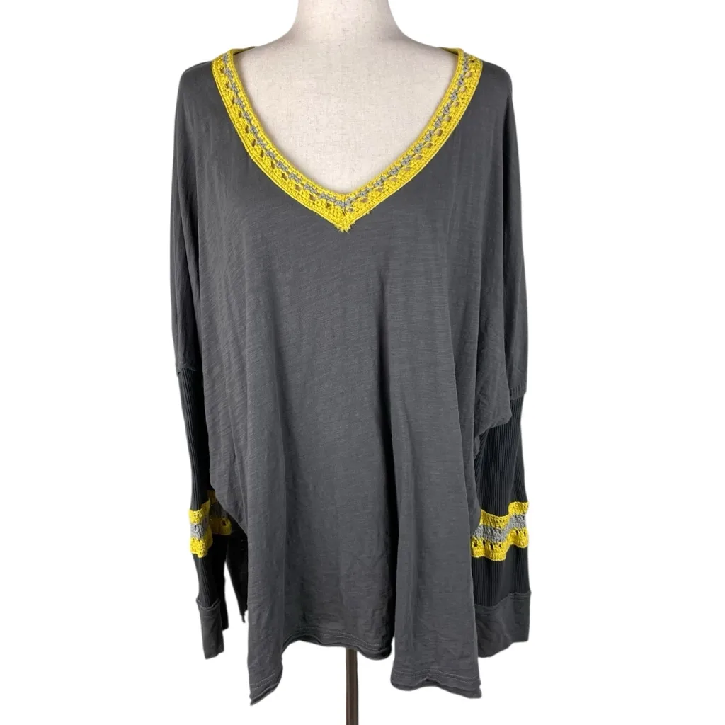 Natural Life Oversized Crochet Knit Tunic Size Large Grey Yellow Bohemian Hippie - Image 13