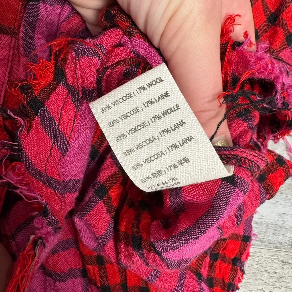 Free People We The Free pink red plaid flannel elastic waist size medium R33 - Image 5