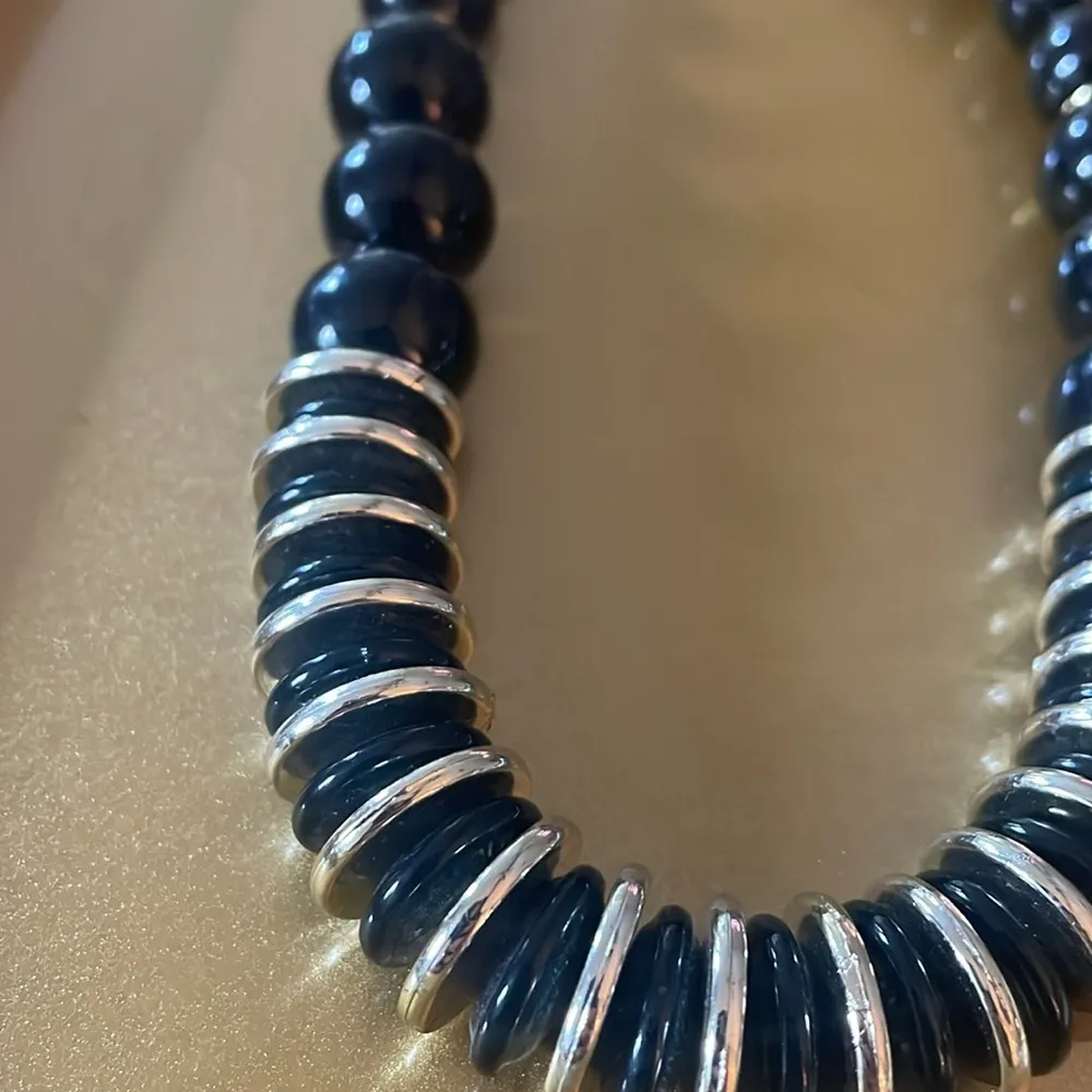 Women’s Vintage Chunky Black and Gold Beaded Necklace, 18 Inches Long - Image 2