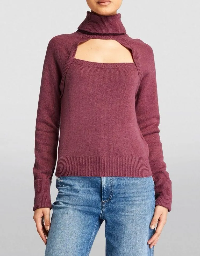 Paige Cherise Cut-Out Rollneck Sweater in Raspberry Mousse Size S NEW w/Tag $249 - Image 3