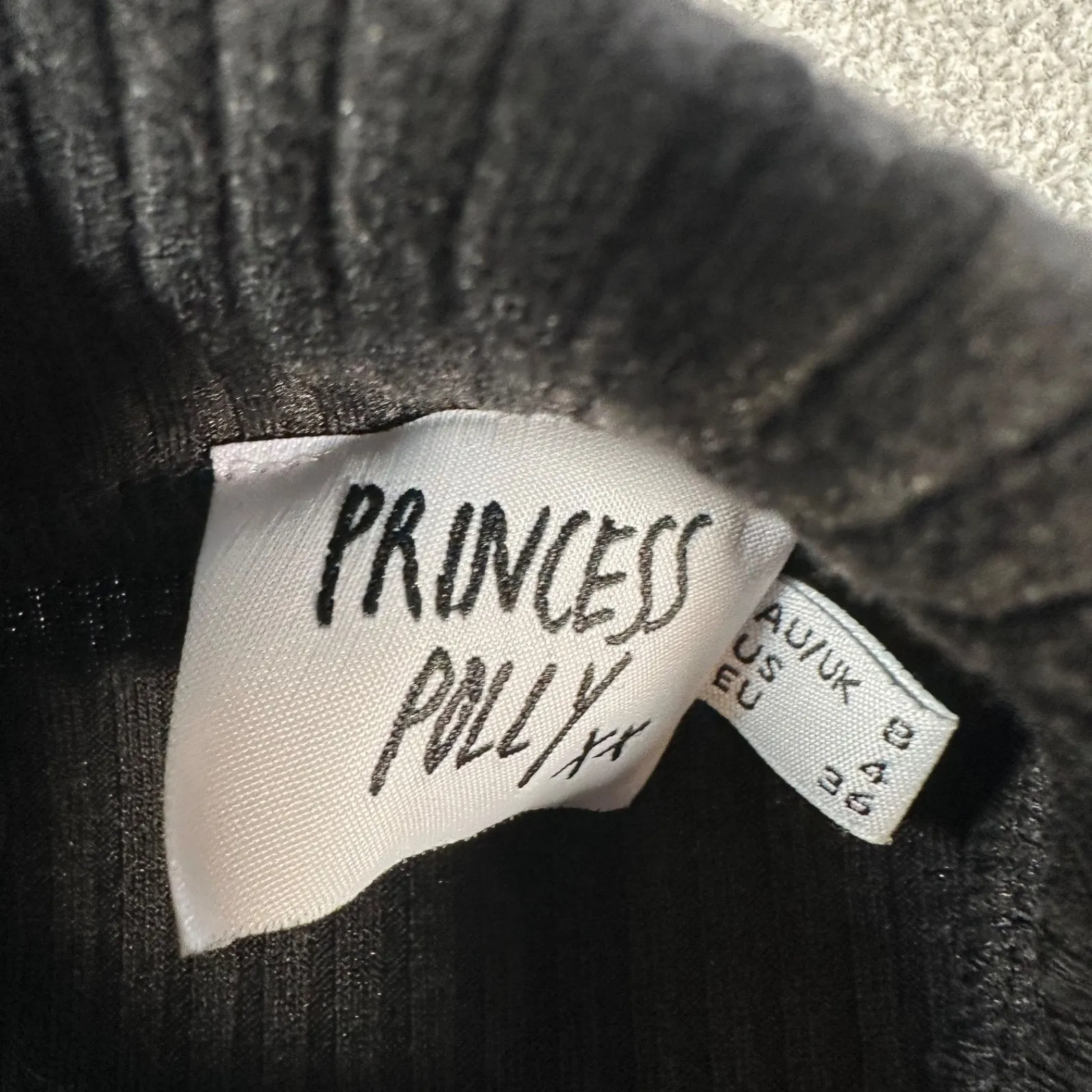 Princess Polly Black Ribbed Mini Dress Mock Neck Side Slit Size 4 Long Sleeve - Image 6