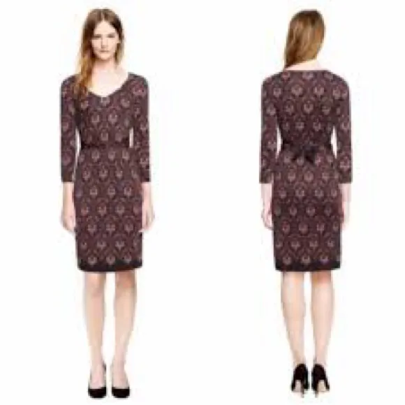 Tory Burch Silk Jersey Long Sleeve Paisley Sheath Dress Medium EUC - Image 3