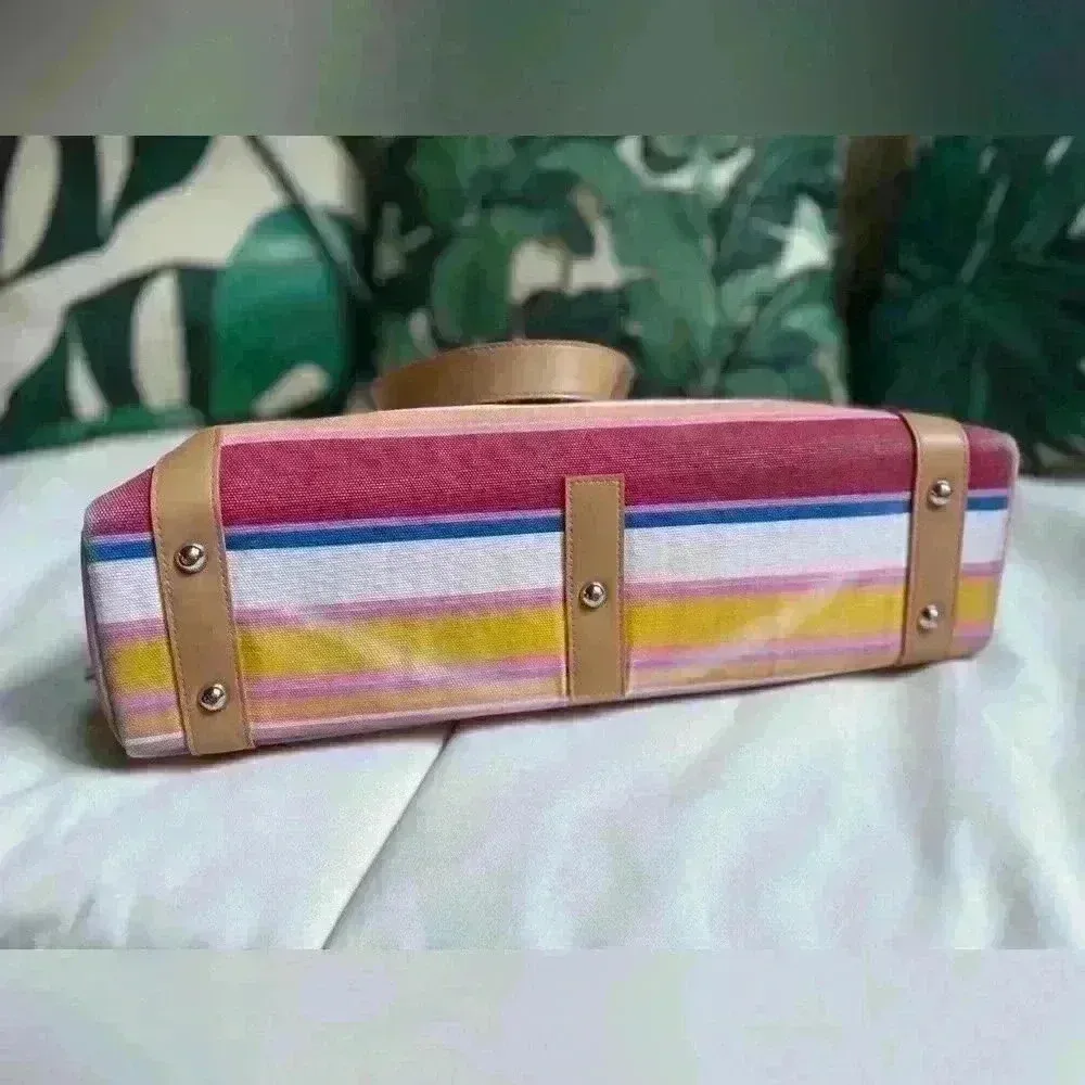Women’s Multicolor‎ Striped Beach Bag Pink - Image 5