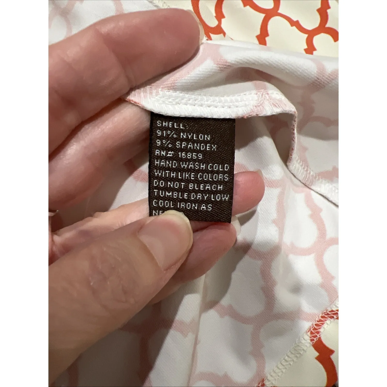 J. McLaughlin Womens Top Ivory & Orange Geometric Print Retro Preppy - Image 6