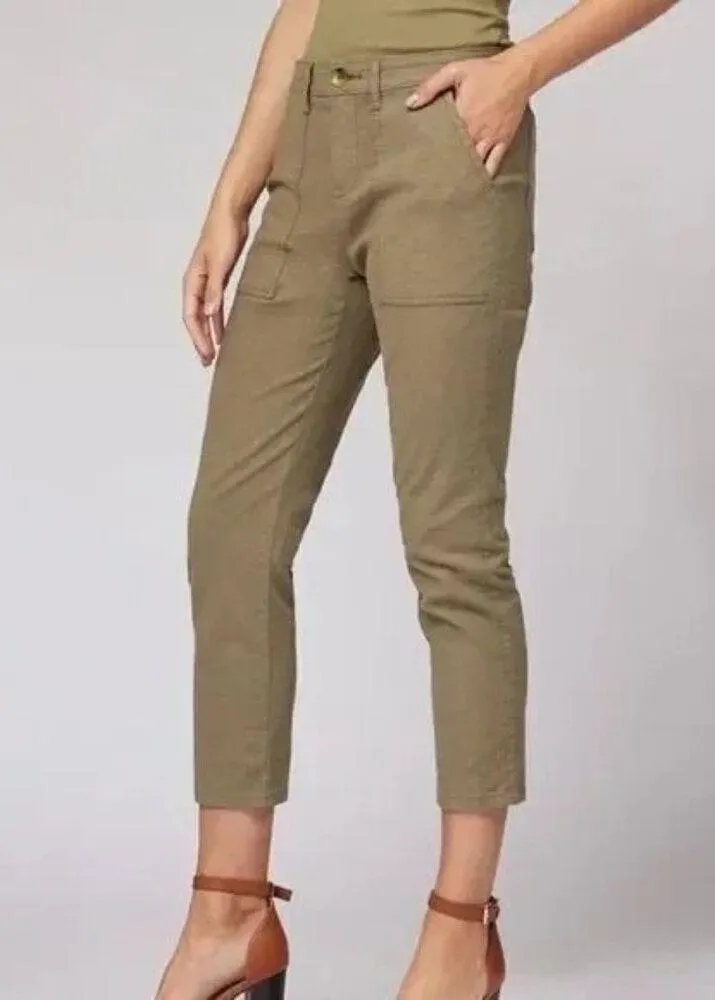 Lila Ryan Stretch Linen Pants Women's 18W Green Martina Straight Capri Ankle NWT - Image 2