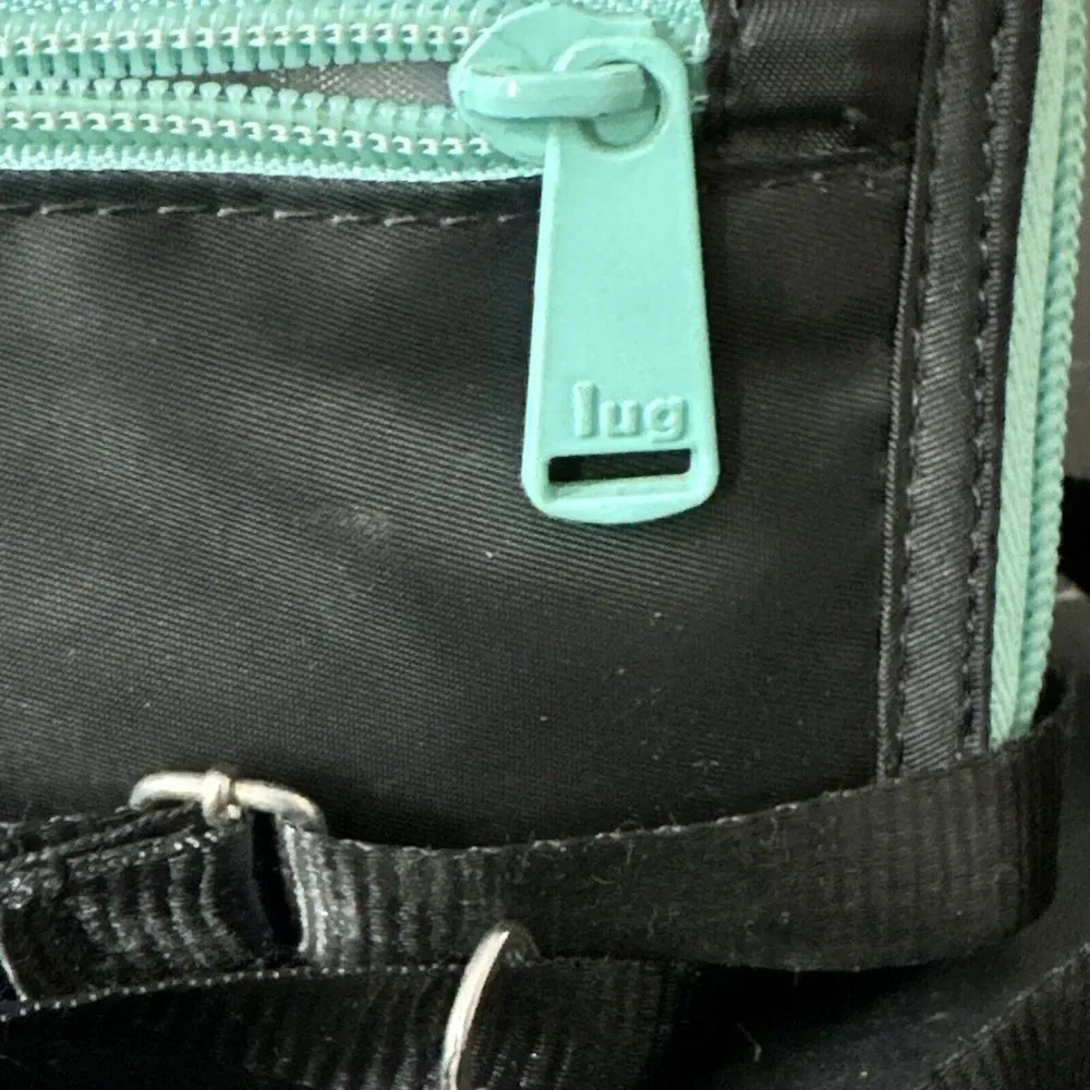 Lug Kickflip Convertible RFID Wallet Black And Teal Dots Crossbody Wristlet - Image 6