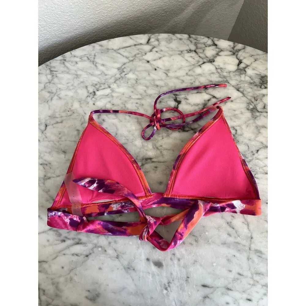 Victorias Secret Halter Bikini Swim Top Medium M Tie Dye Pink Purple - Image 4