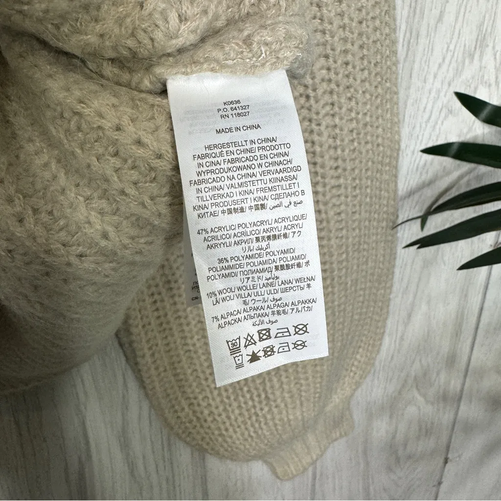 Boden Natural Chunky Ribbed Wool & Alpaca Blend Sweater size S Small K0636 - Image 11