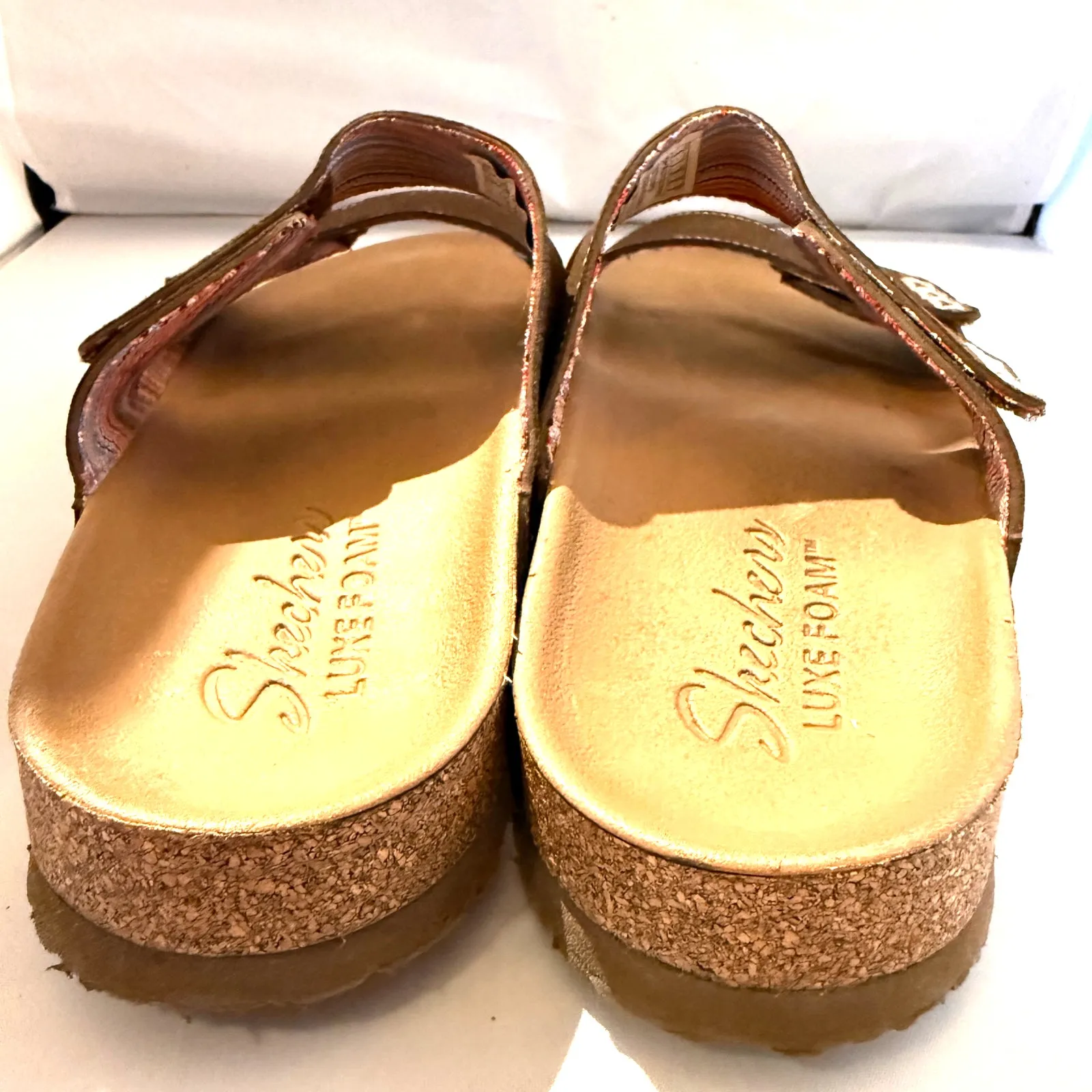Skechers LuxeFoam Cushion Two Strap Granola Relaxed Fit Brown Sandals Size 8 - Image 4