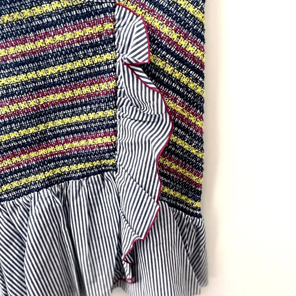 NWT Parker Jordon Fitted Smocked Stretch Ruffle Mini Skirt Womens 8 Preppy Artsy - Image 9