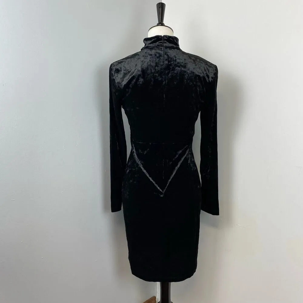 Bardot Black Velvet Kira Long Sleeve Choker Mini Dress Size 8 NEW - Image 5