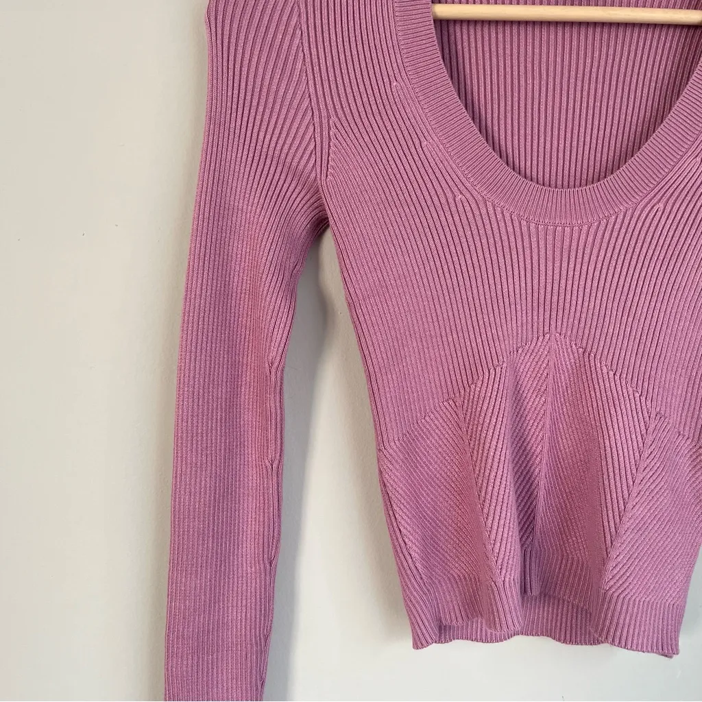 Abercrombie & Fitch Long Sleeve Slim Scoop Neck Sweater Size XS Mauve Pink NWT - Image 4