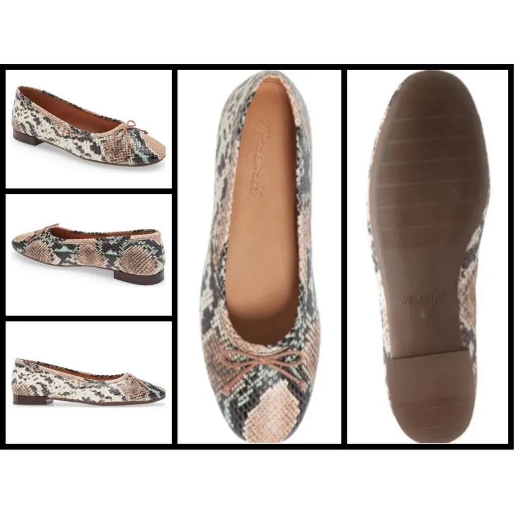 💕MADEWELL💕 Adelle Ballet Flat Snake Embossed Leather 8.5 NWOT - Image 4