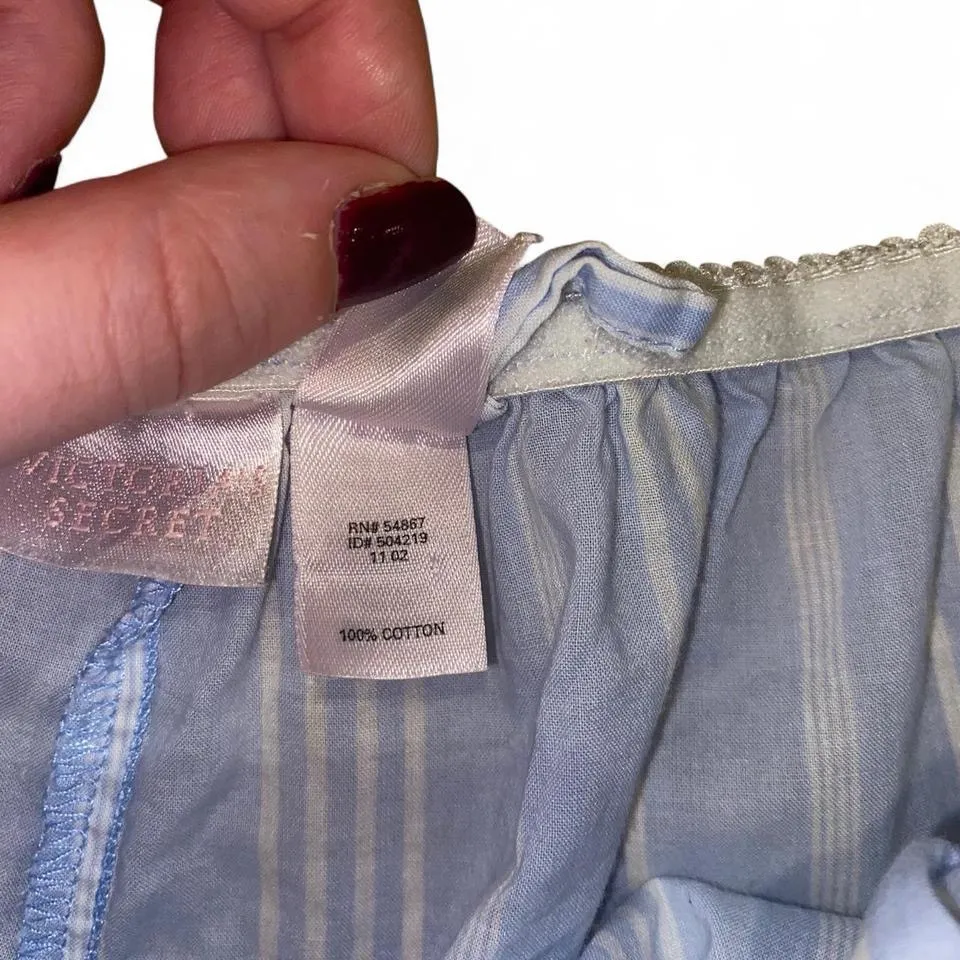 Victoria’s Secret 2002 blue and white striped lightweight cotton pajama shorts - Image 5