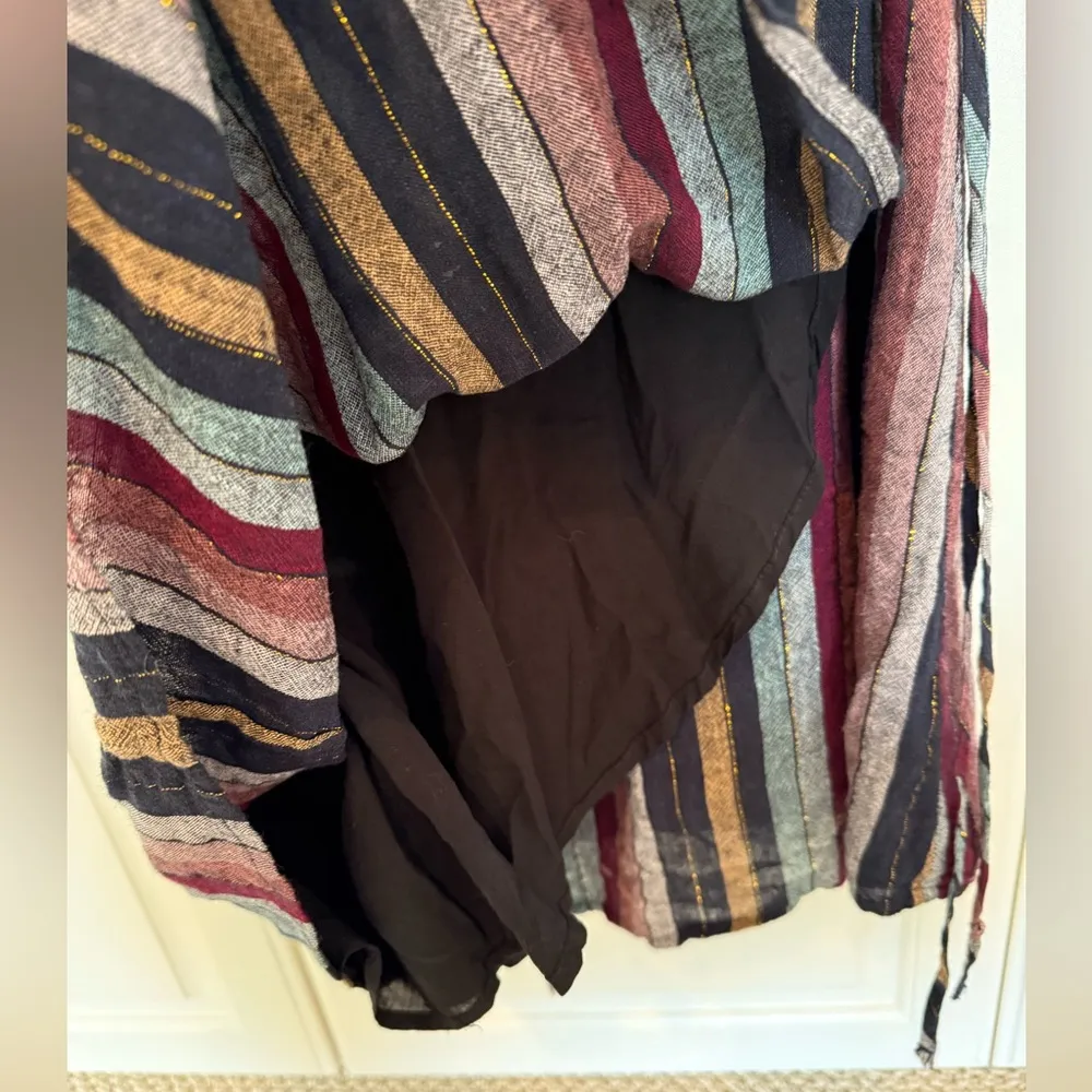 Rails Women Lola Varadero Stripe Wrap Dress Mini Size Small Side tie Metallic - Image 7