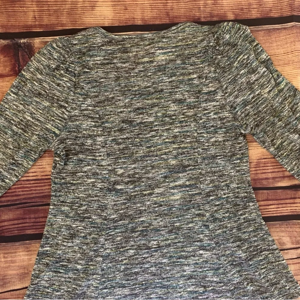 Status by Chenault Marled Knit Puffed Sleeve Pullover Medium Sweater Bla… Gray - Image 15