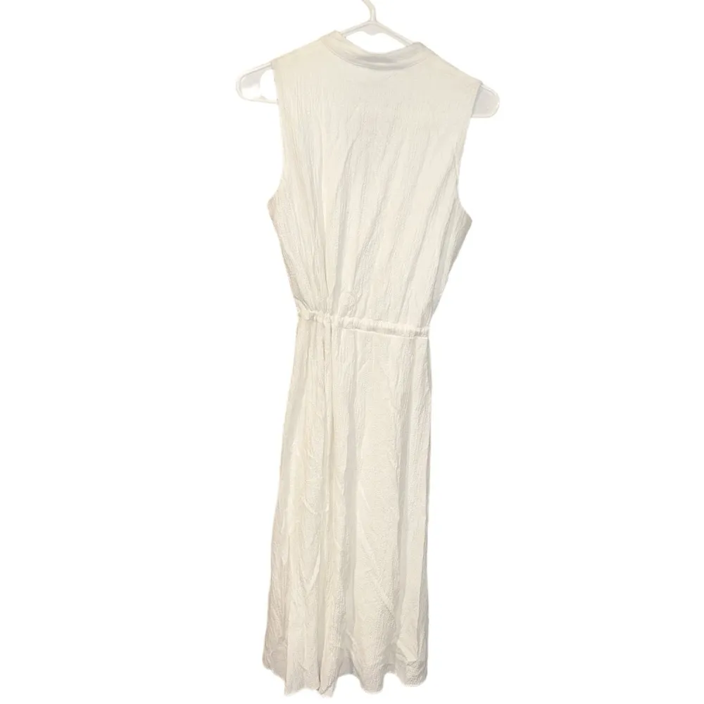 Anne Klein Women's Shell White V-Neck Self Tie Belt Sleeveless Dress Size 6 - Image 3