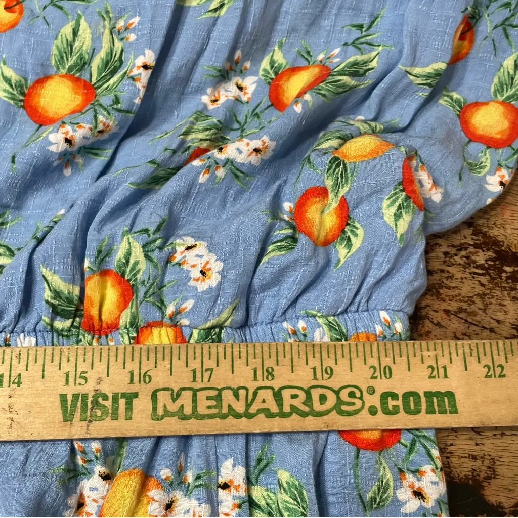 TORRID Maxi Textured Woven Double Slit Maxi Dress Orange Groves‎ Fruit Blue 4X - Image 8